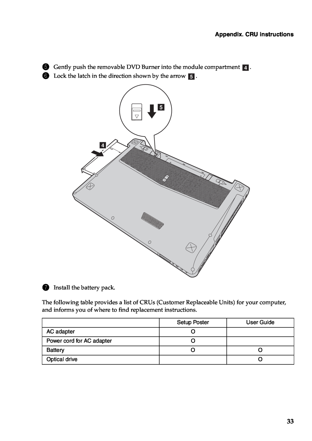 Lenovo Y500, Y400 manual Appendix. CRU instructions 
