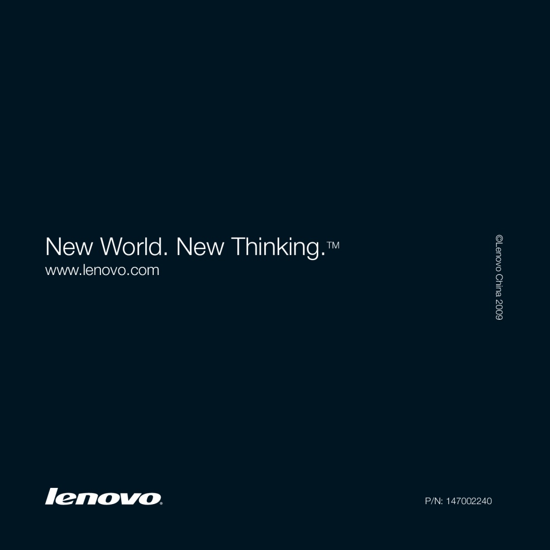 Lenovo Y450 manual New World. New Thinking.TM, Lenovo China P/N 