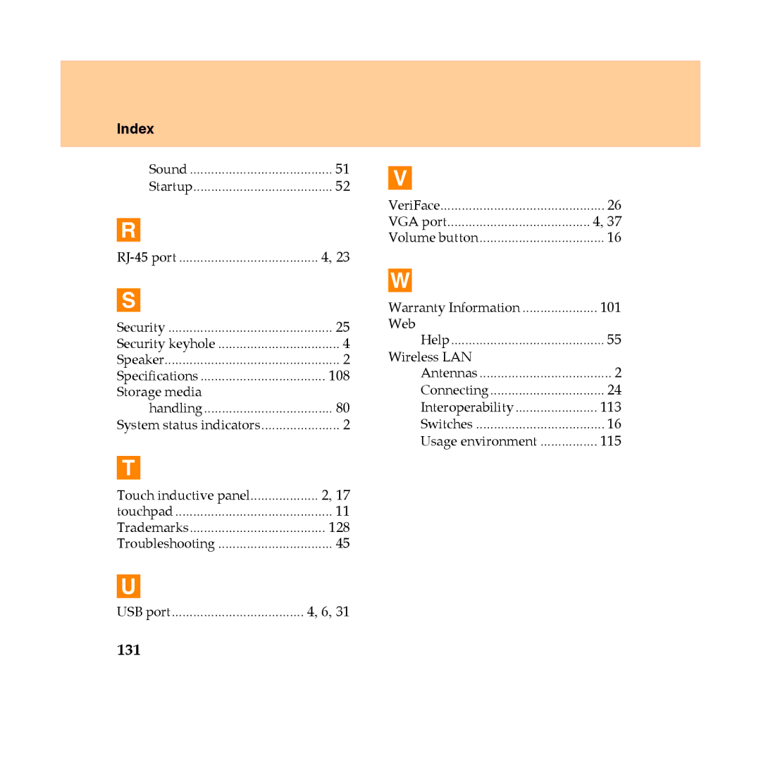 Lenovo Y450 manual 131, Index 