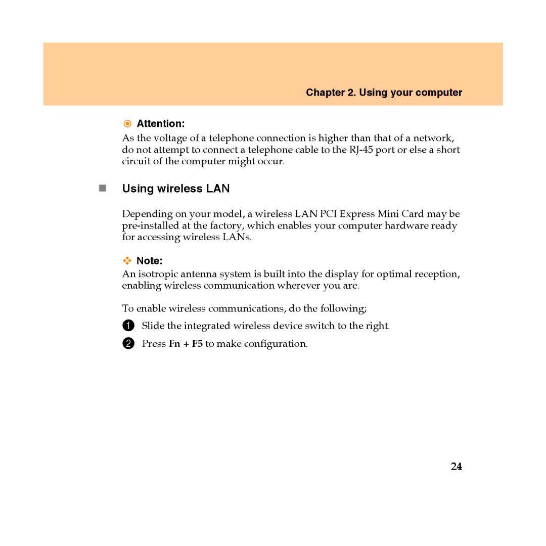 Lenovo Y450 manual „ Using wireless LAN 