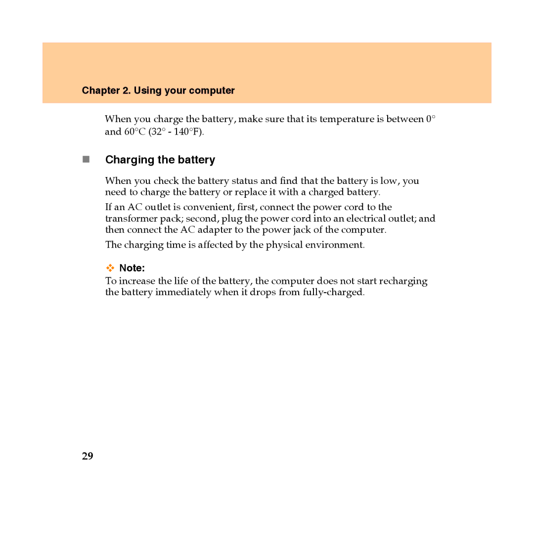 Lenovo Y450 manual „ Charging the battery 