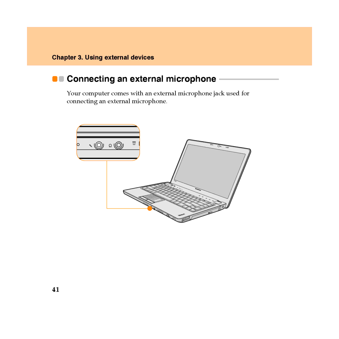 Lenovo Y450 manual Connecting an external microphone 