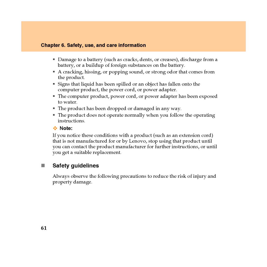 Lenovo Y450 manual „ Safety guidelines 