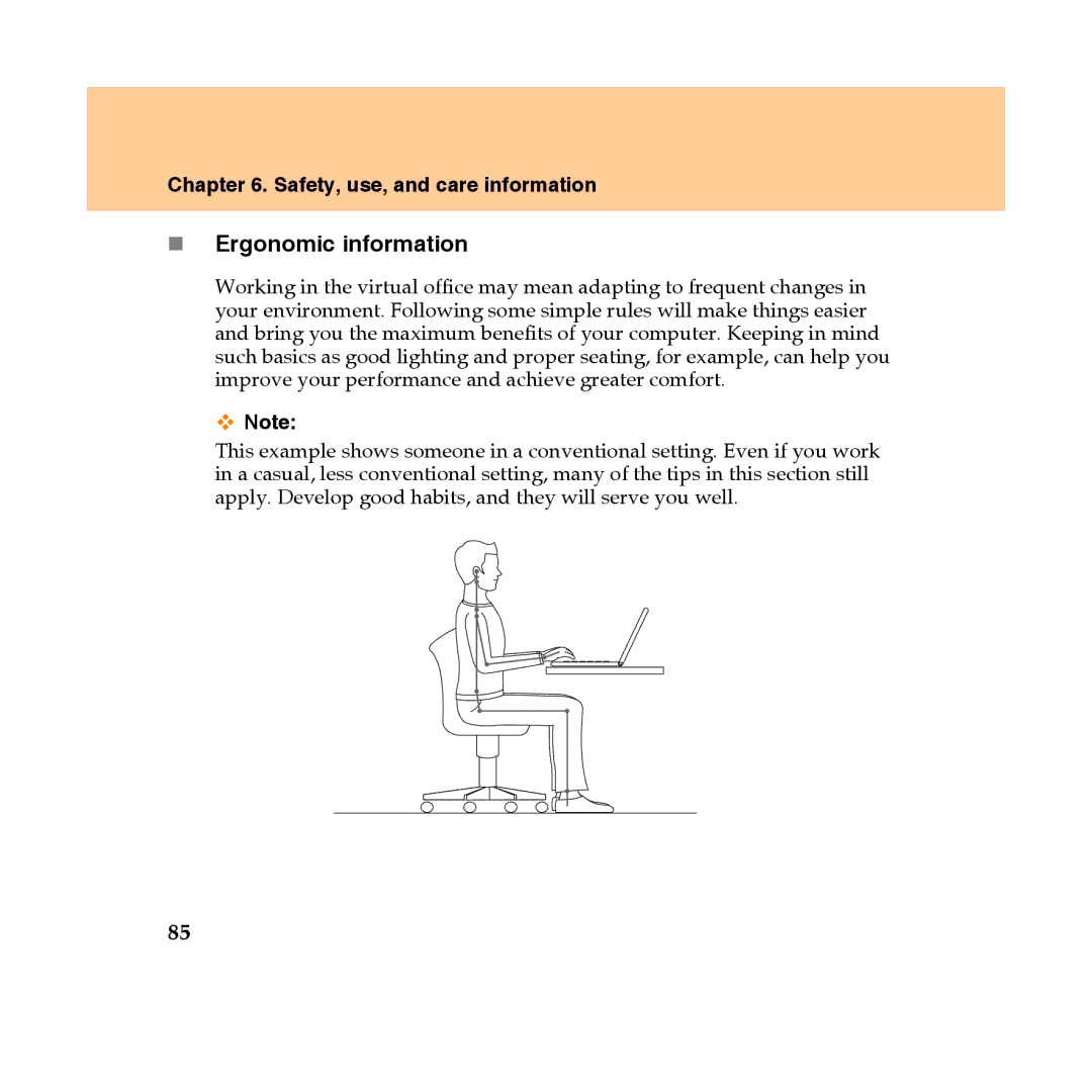 Lenovo Y450 manual „ Ergonomic information 