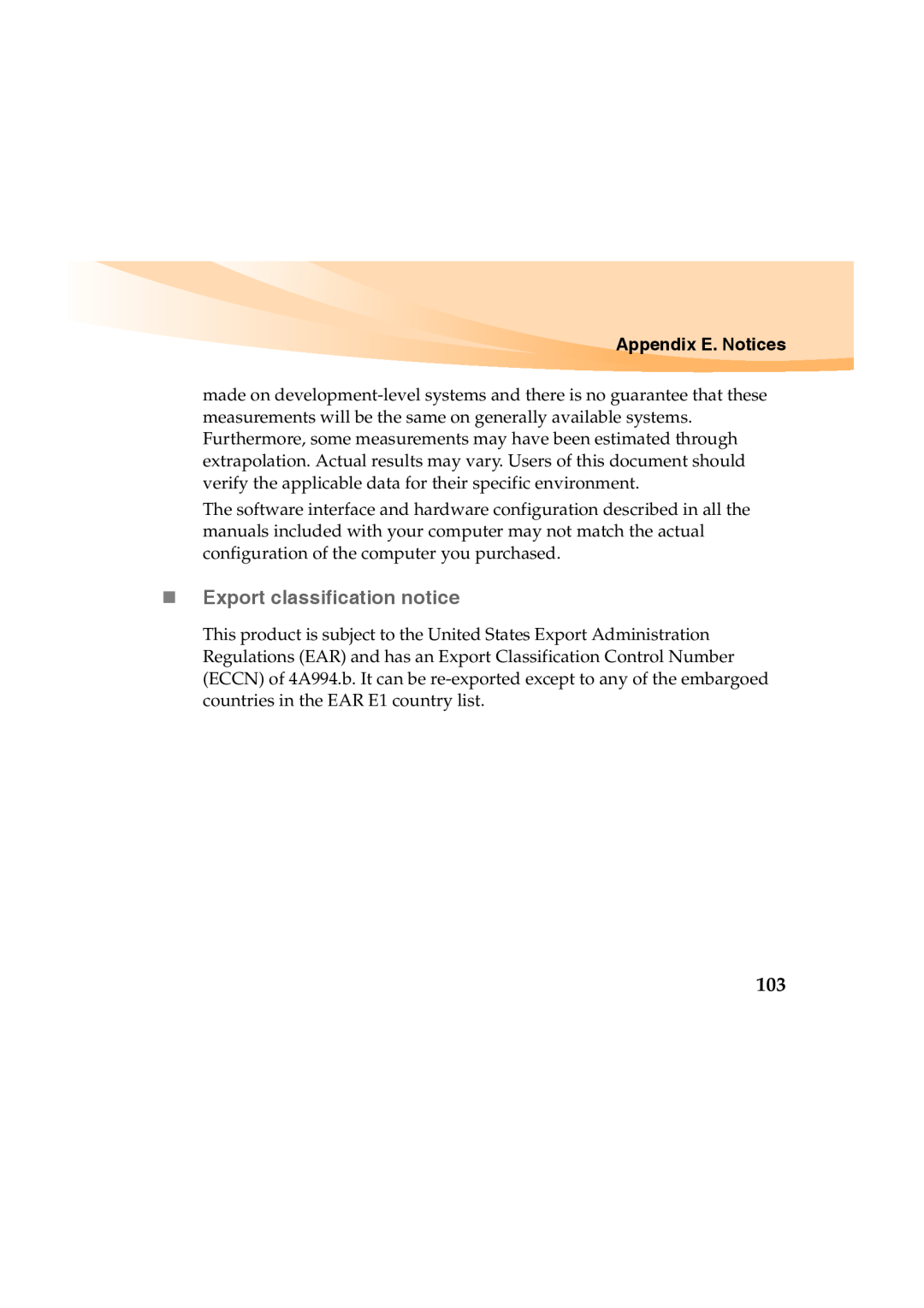 Lenovo Y460 manual „ Export classification notice, Appendix E. Notices 