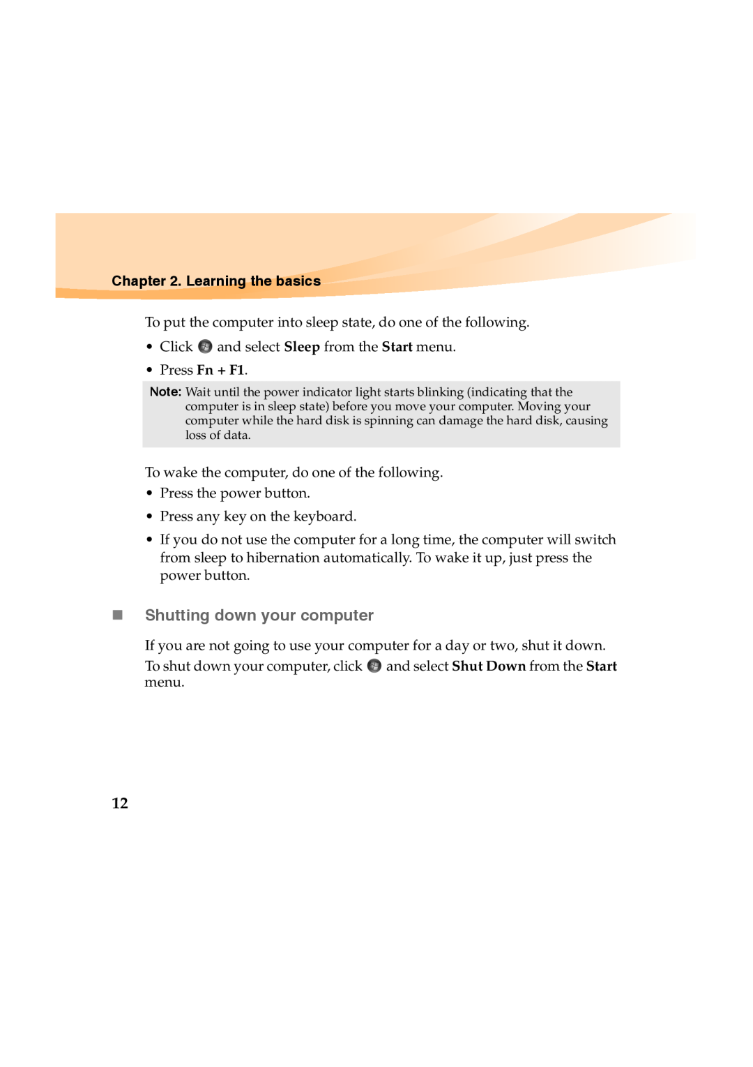 Lenovo Y460 manual „ Shutting down your computer, Learning the basics 