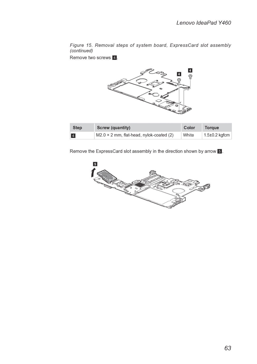 Lenovo Y460 manual Remove two screws 