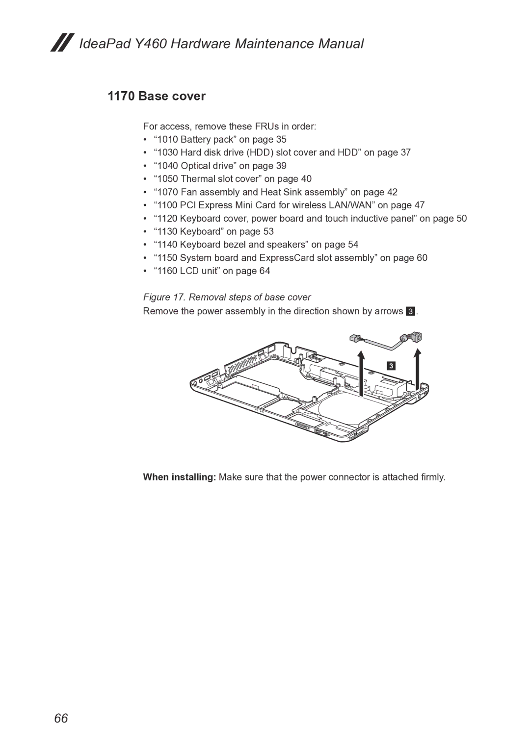 Lenovo Y460 manual Base cover, Removal steps of base cover 