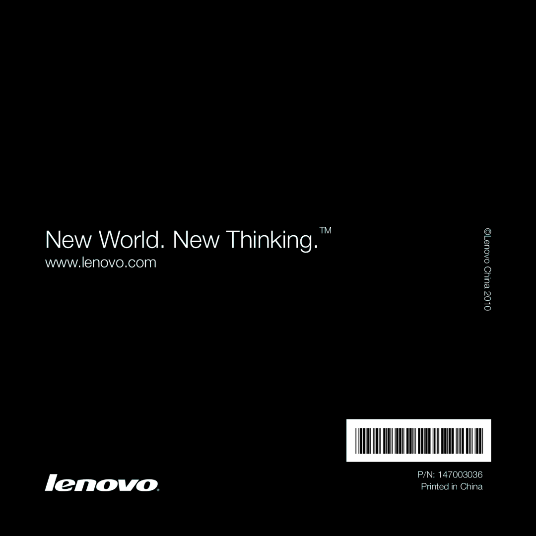 Lenovo Y460 manual New World. New Thinking.TM 