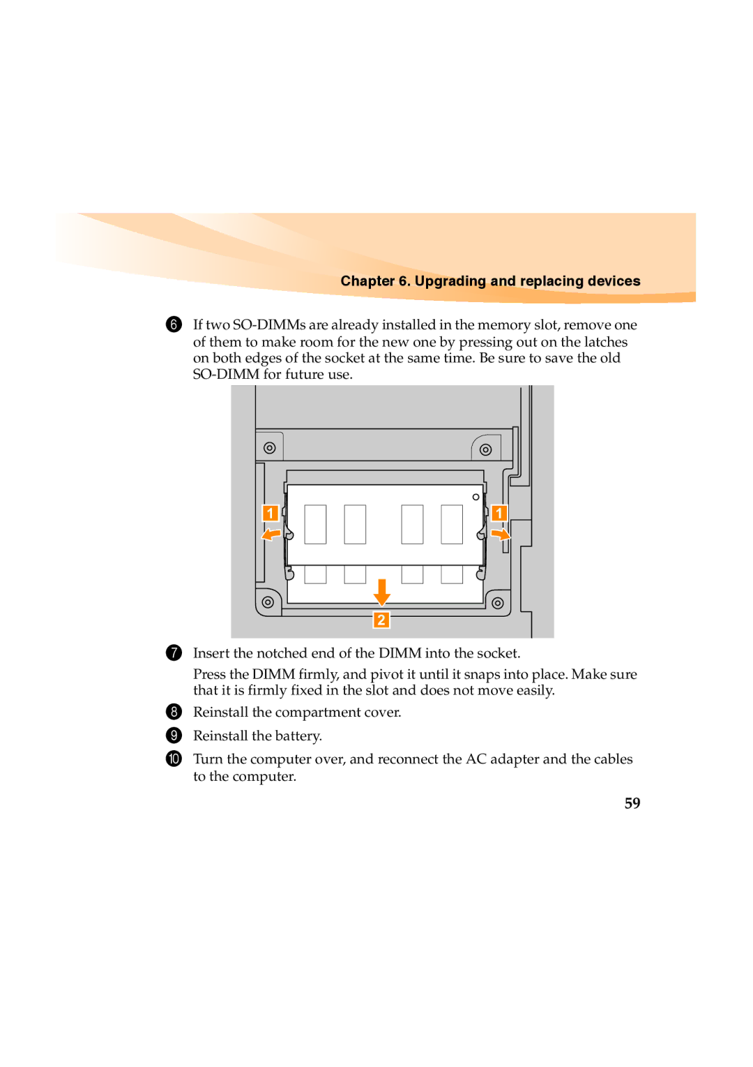 Lenovo Y460 manual Upgrading and replacing devices 