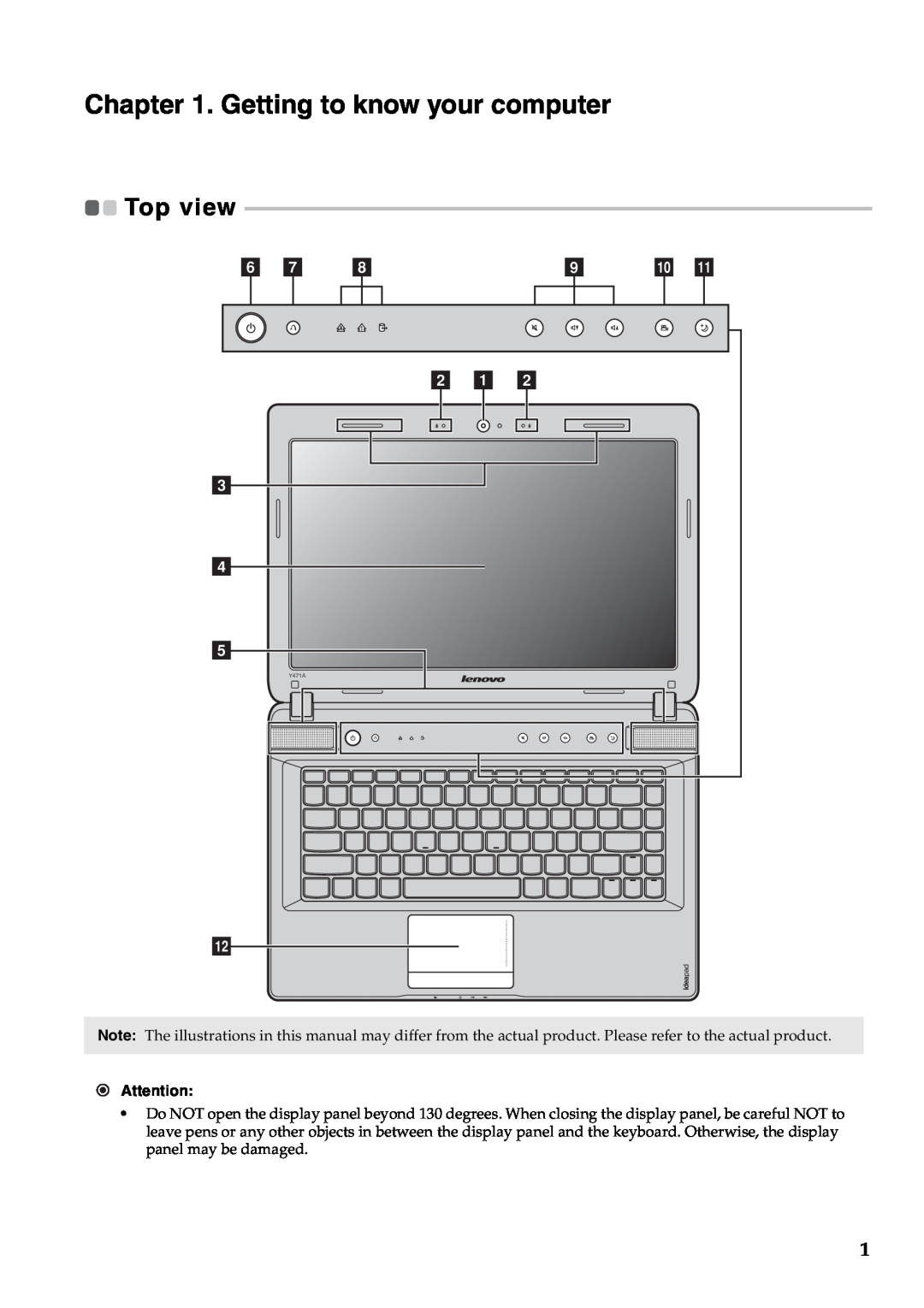 Lenovo Y471A manual Getting to know your computer 