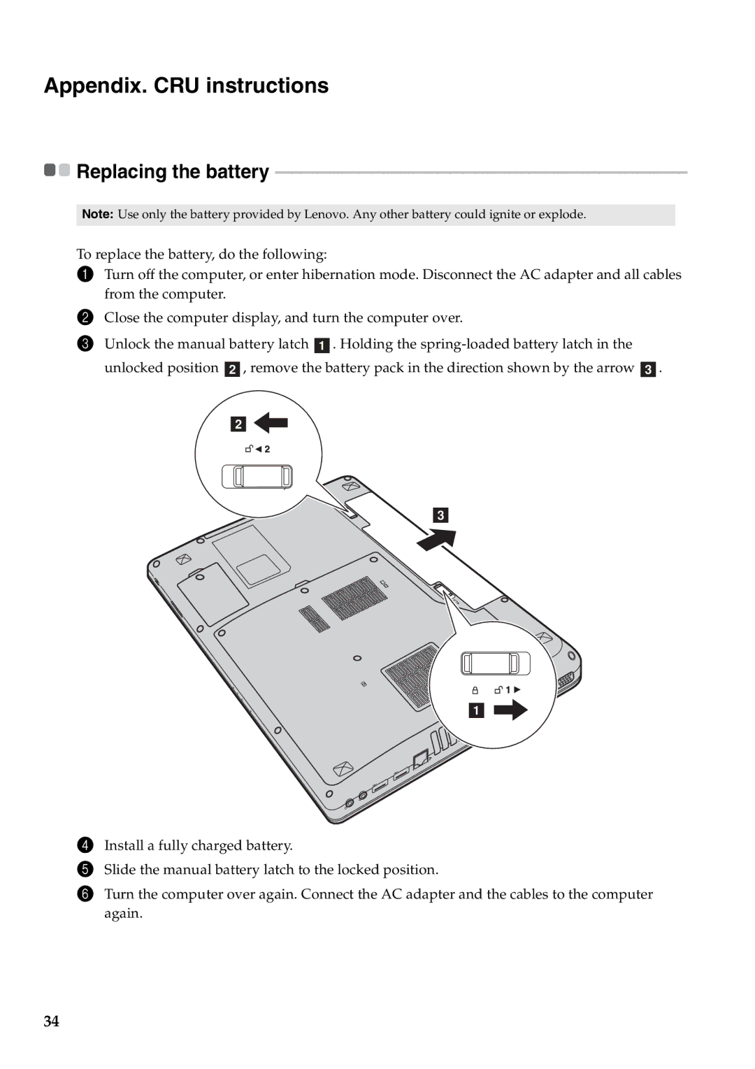 Lenovo Y471A manual Appendix. CRU instructions 