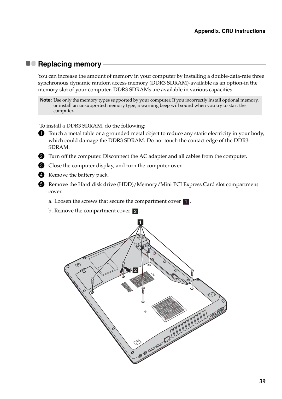 Lenovo Y471A manual Sdram 