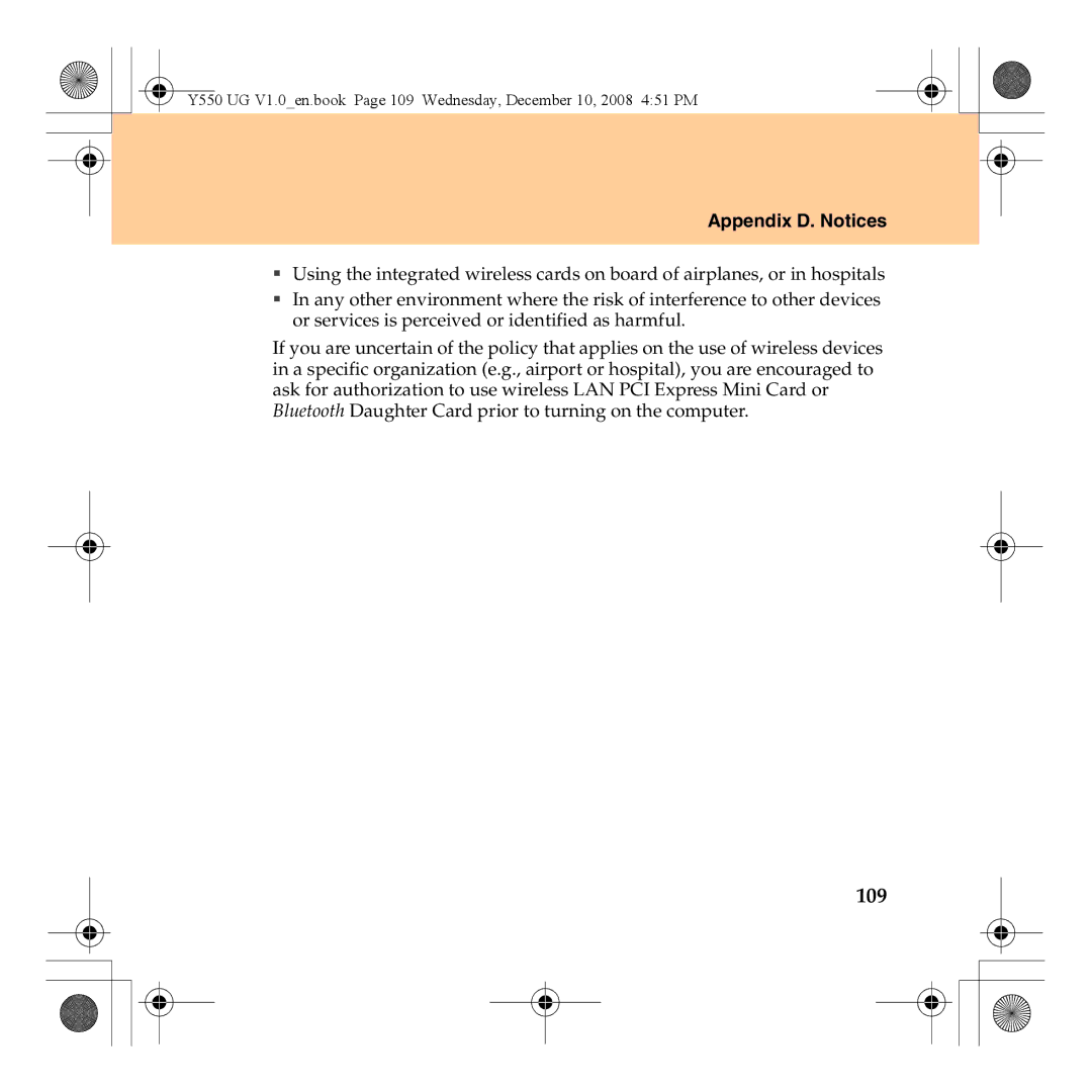 Lenovo Y550 manual 109 