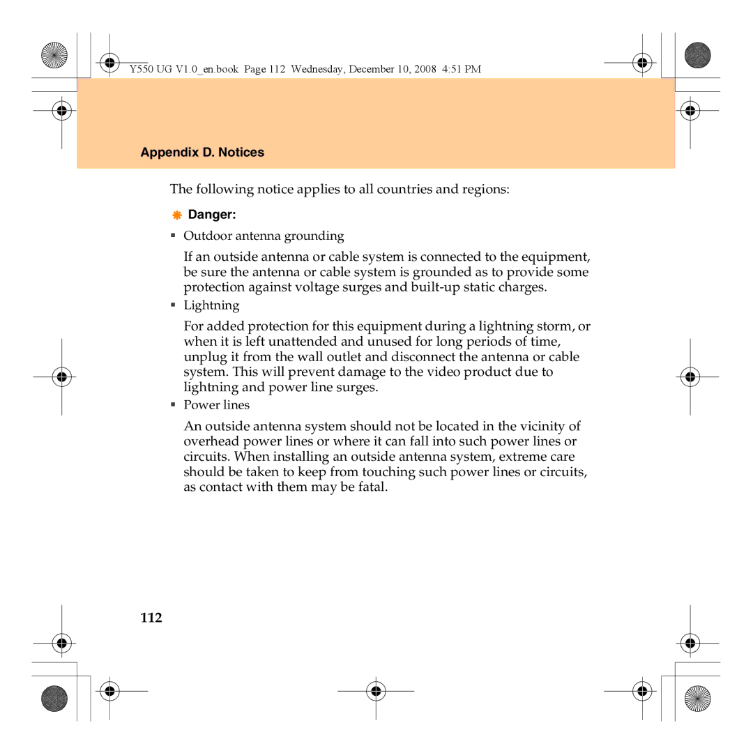 Lenovo Y550 manual 112 