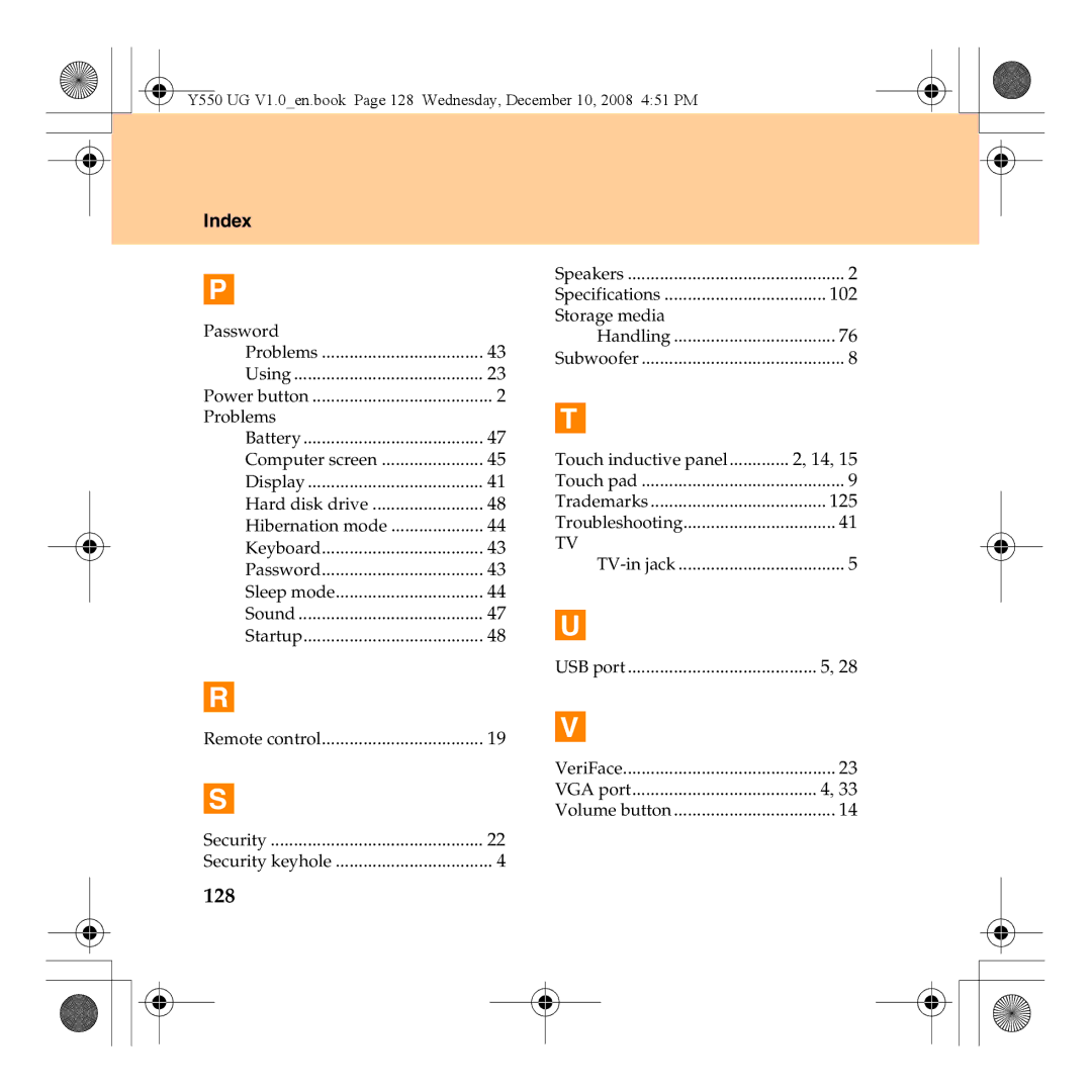 Lenovo Y550 manual 128 