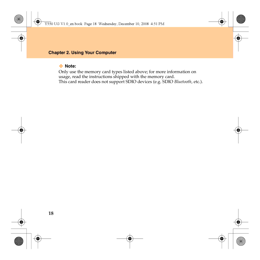 Lenovo Y550 manual Using Your Computer 