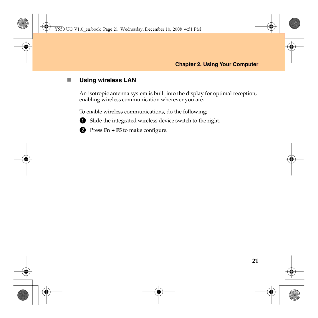 Lenovo Y550 manual „ Using wireless LAN 