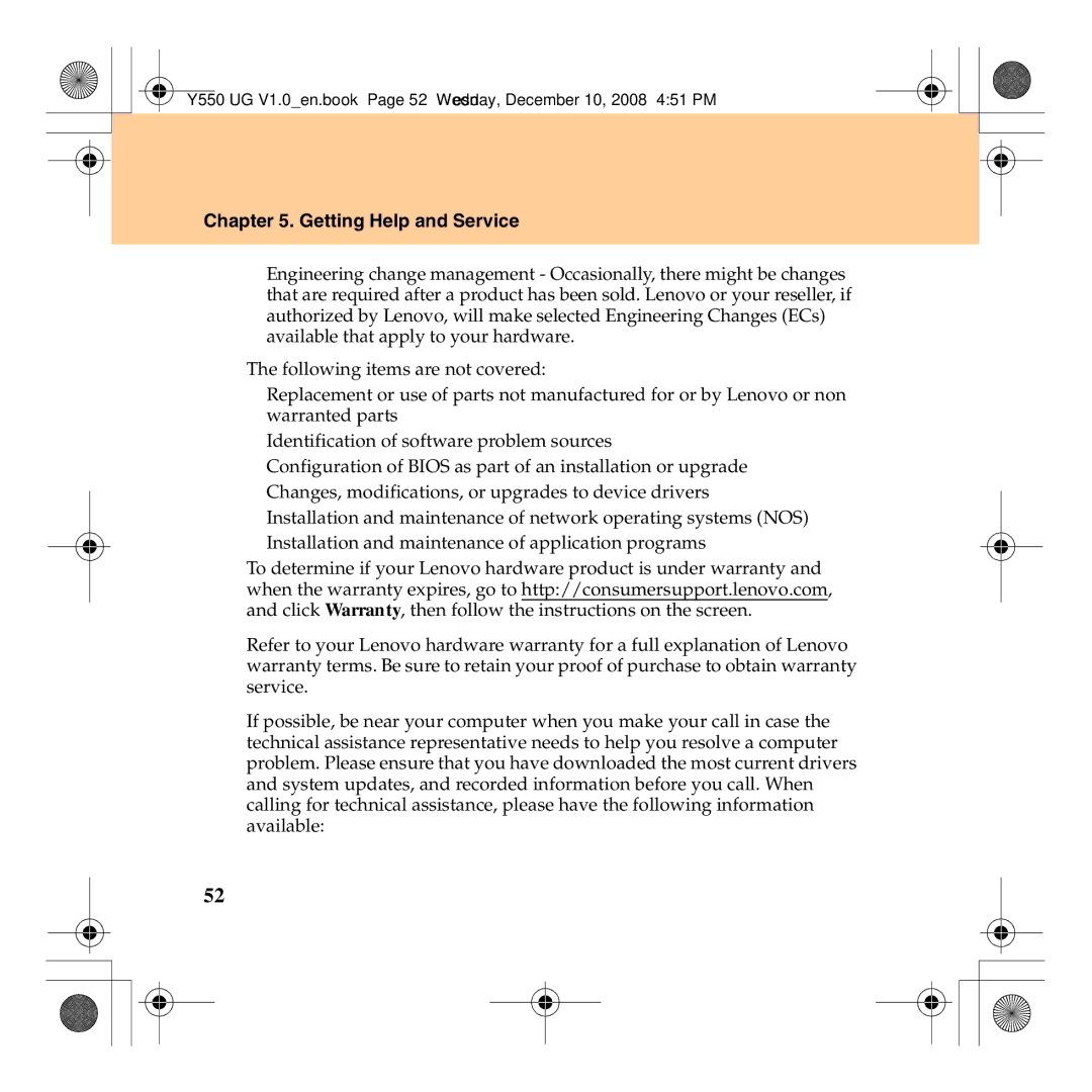 Lenovo Y550 manual Getting Help and Service 