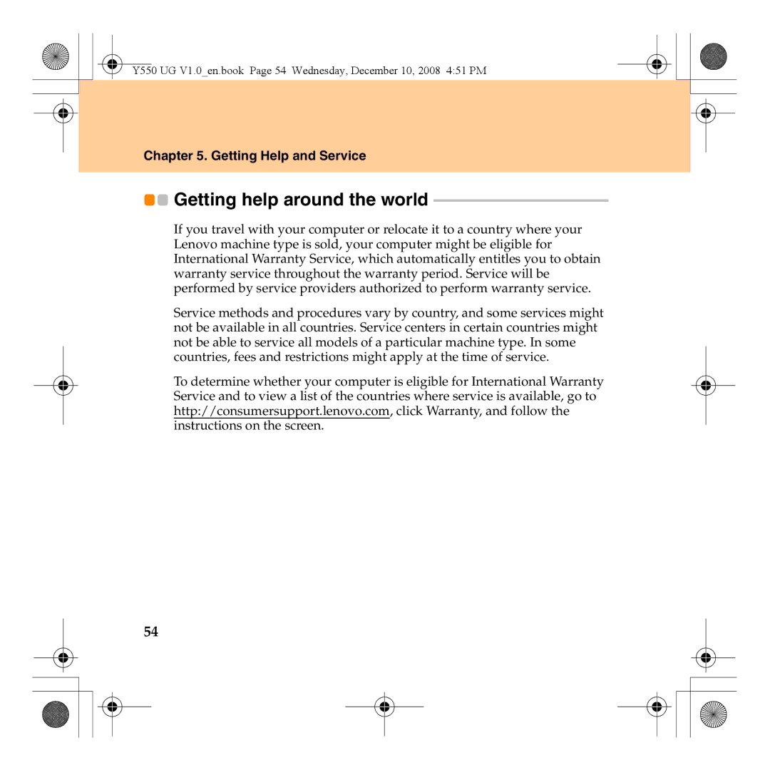 Lenovo Y550 manual Getting help around the world 