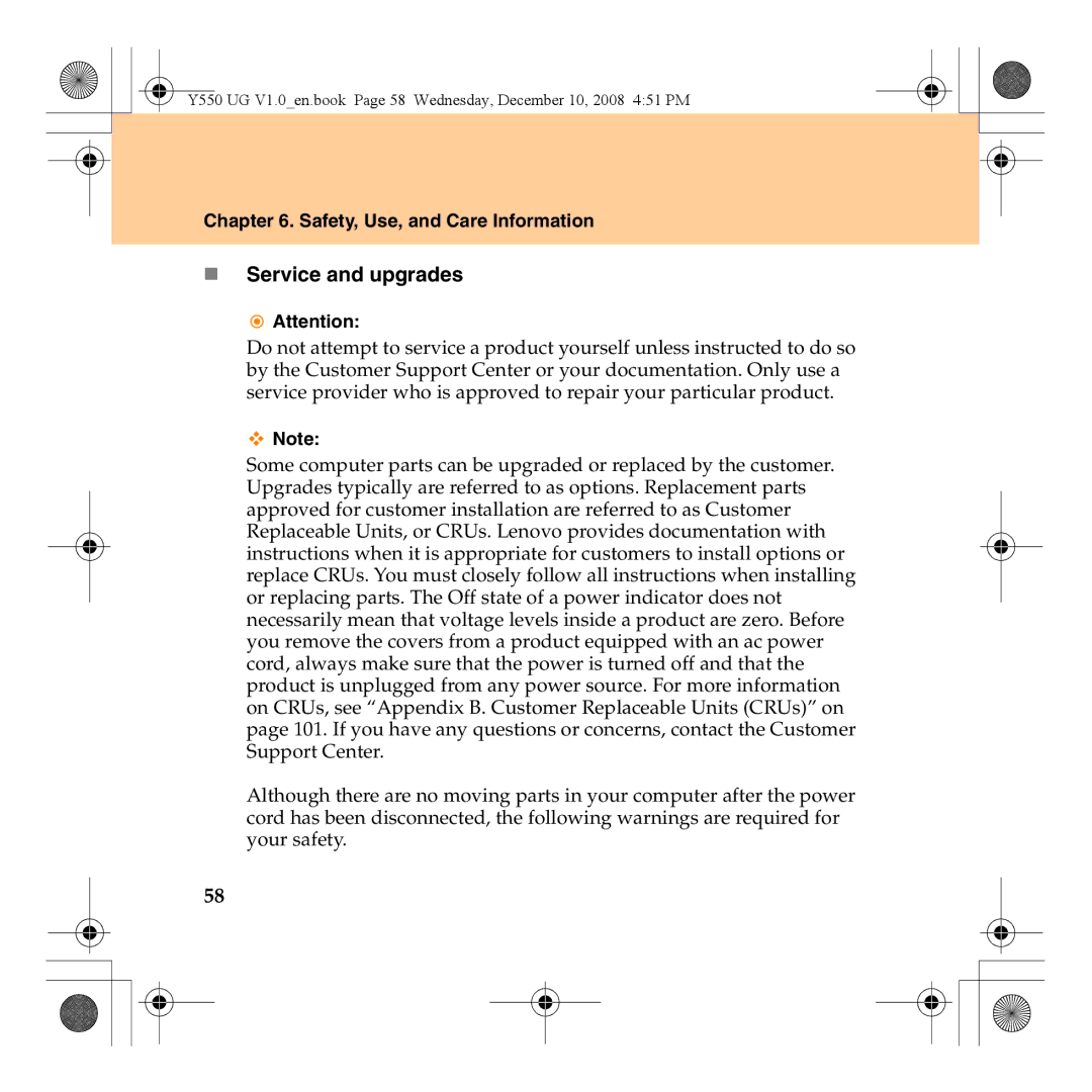 Lenovo Y550 manual „ Service and upgrades 