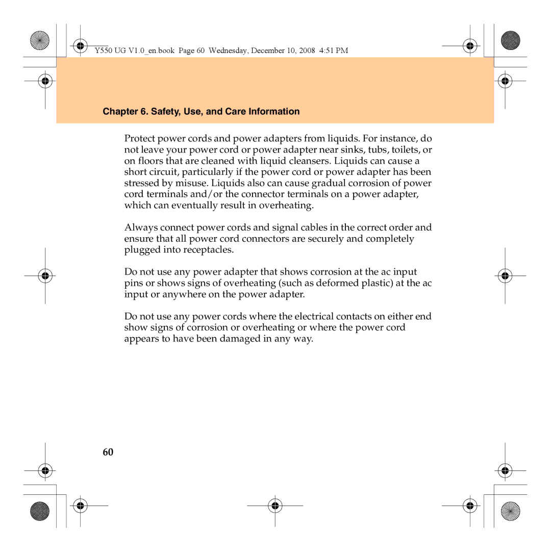 Lenovo Y550 manual Safety, Use, and Care Information 