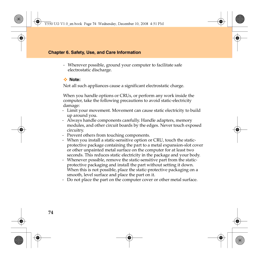 Lenovo Y550 manual Safety, Use, and Care Information 