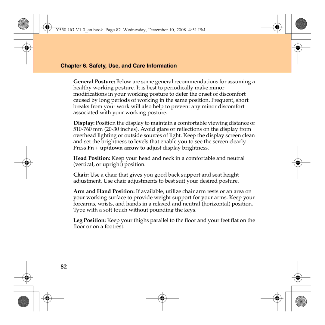 Lenovo Y550 manual Safety, Use, and Care Information 