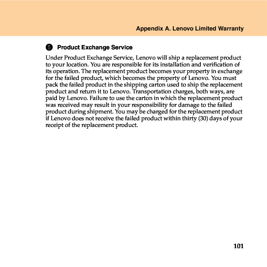 Lenovo Y550P manual Appendix A. Lenovo Limited Warranty, Product Exchange Service 