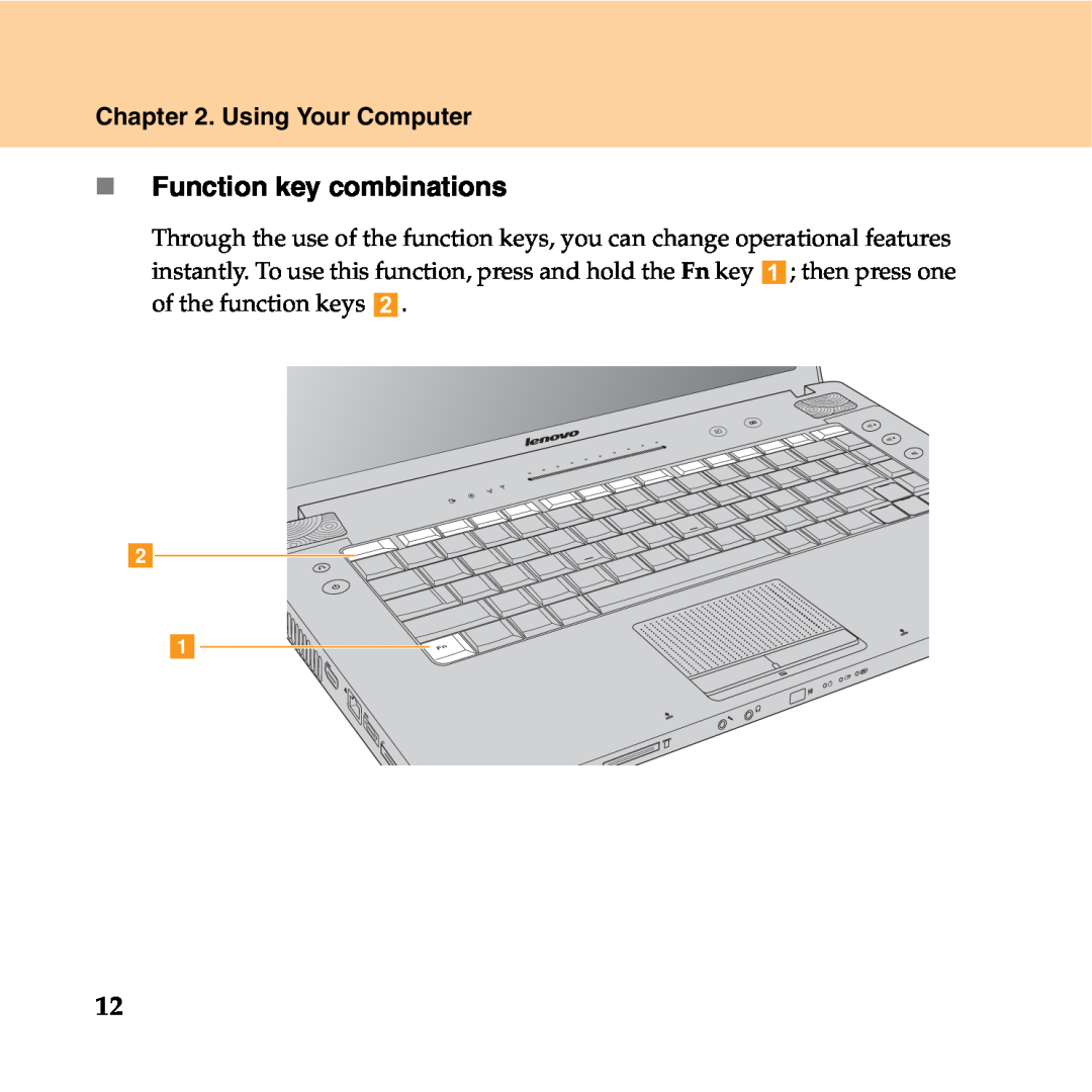 Lenovo Y550P manual „ Function key combinations, Using Your Computer 