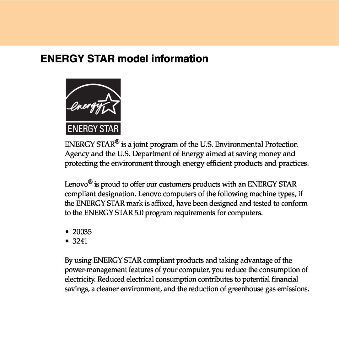 Lenovo Y550P manual ENERGY STAR model information 