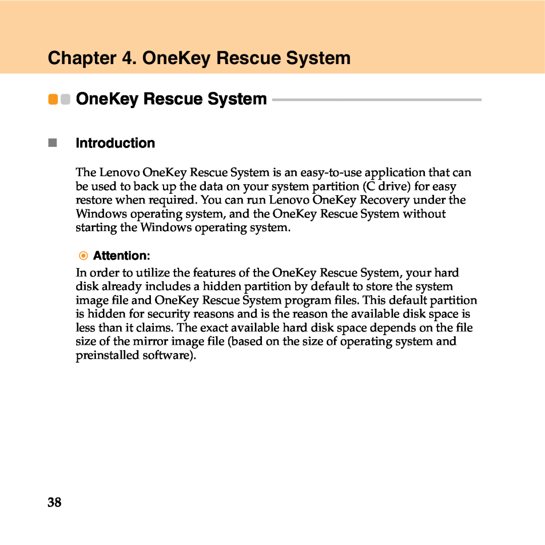 Lenovo Y550P manual OneKey Rescue System, „ Introduction 