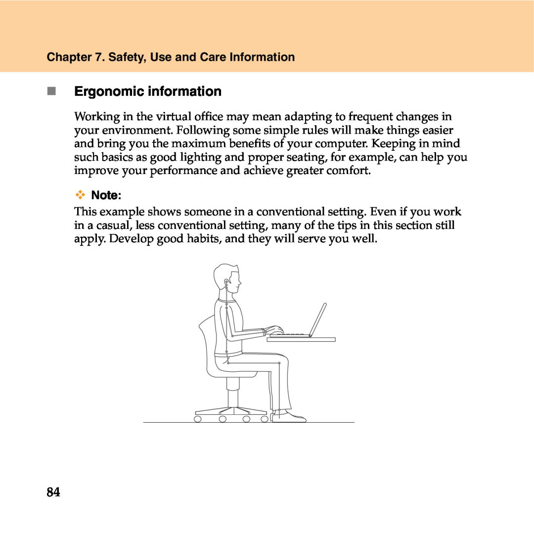 Lenovo Y550P manual „ Ergonomic information, Safety, Use and Care Information 