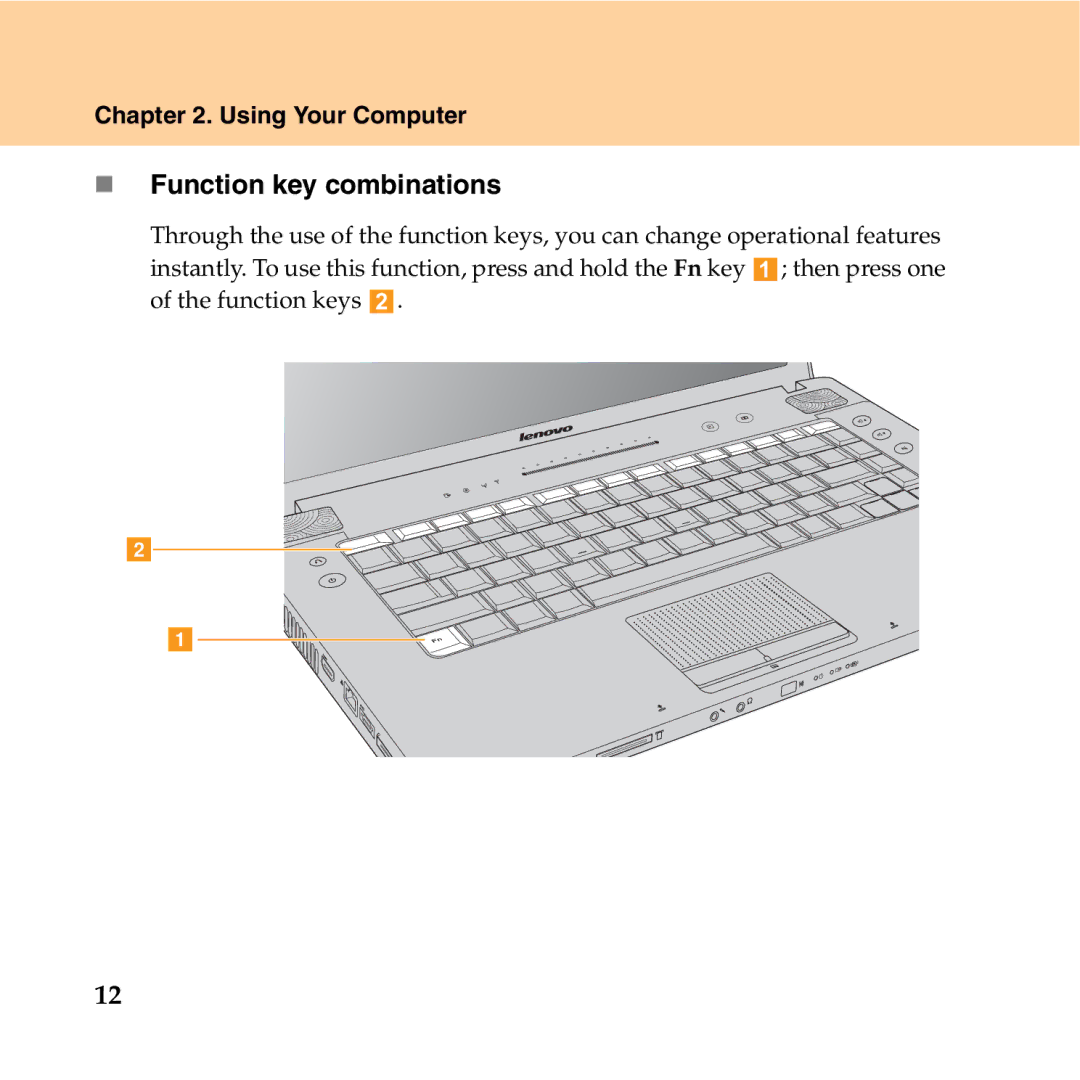 Lenovo Y550P manual „ Function key combinations 