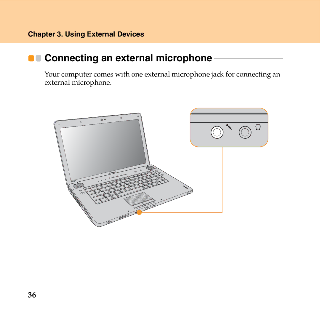 Lenovo Y550P manual Connecting an external microphone 