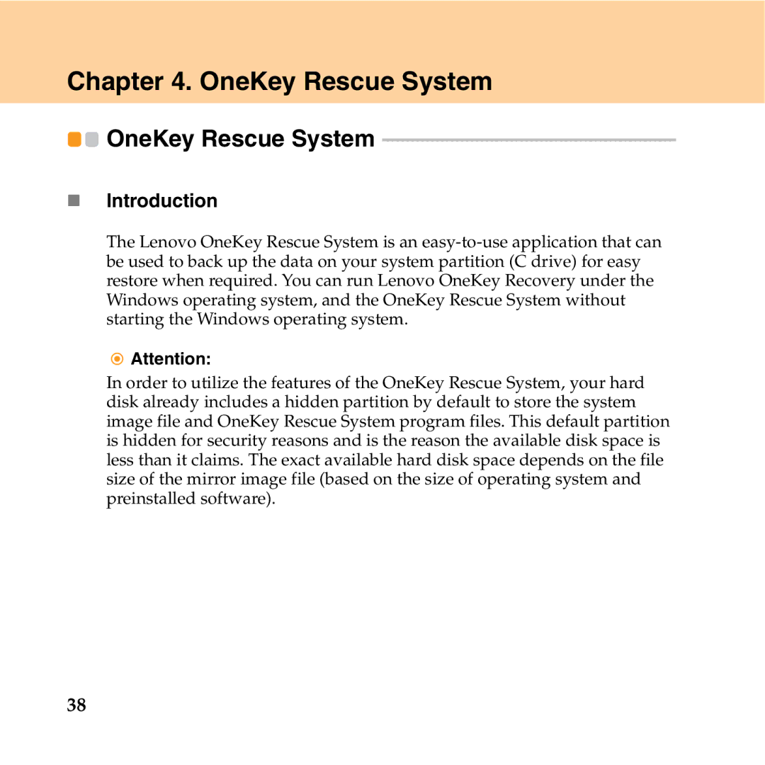 Lenovo Y550P manual OneKey Rescue System, „ Introduction 