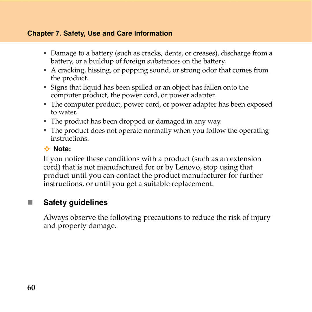 Lenovo Y550P manual „ Safety guidelines 