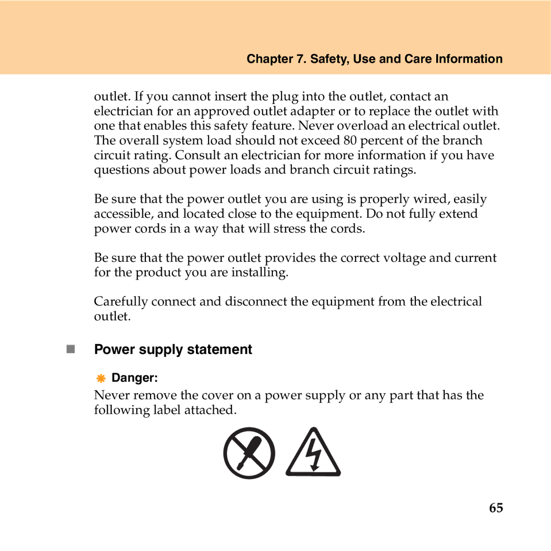 Lenovo Y550P manual „ Power supply statement 