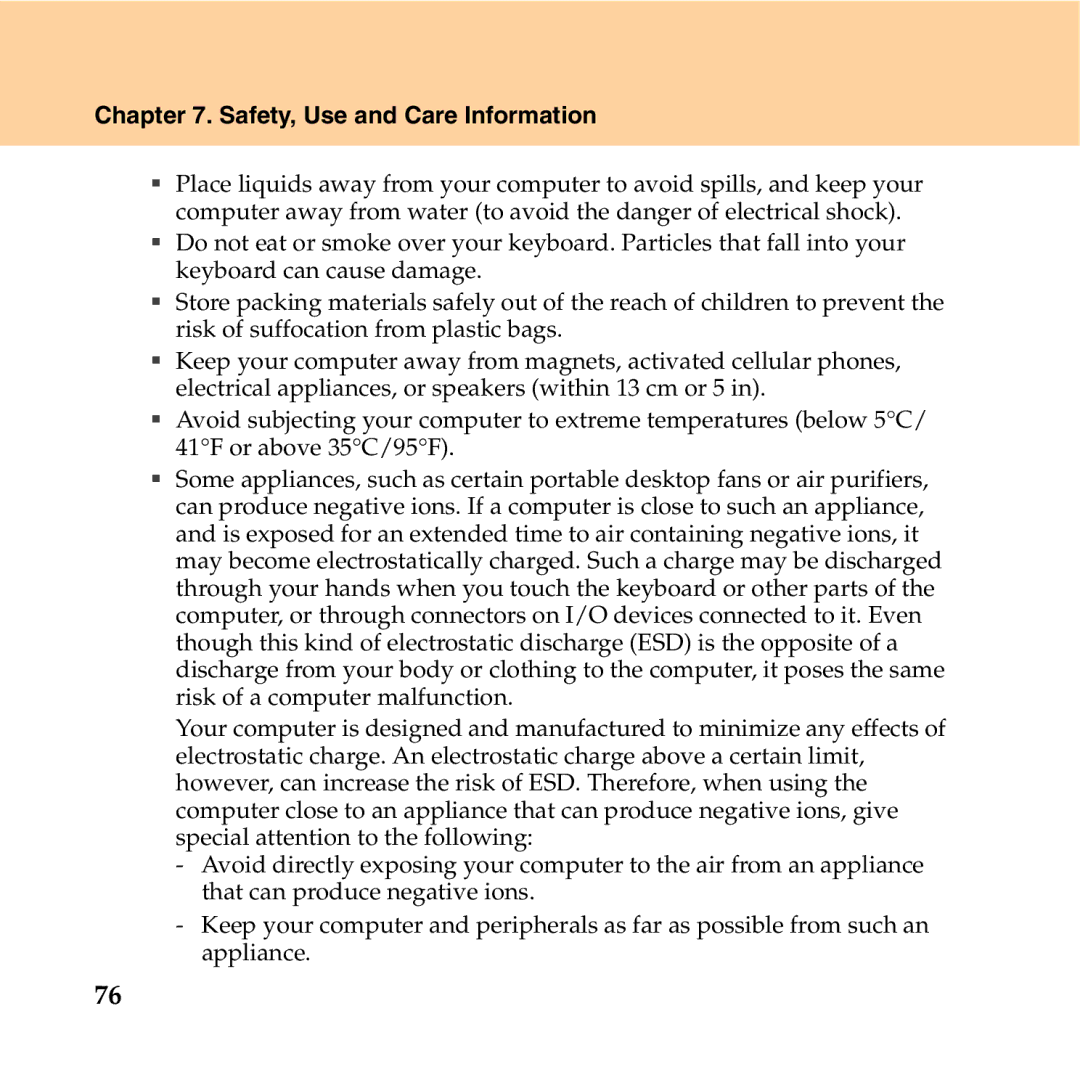 Lenovo Y550P manual Safety, Use and Care Information 