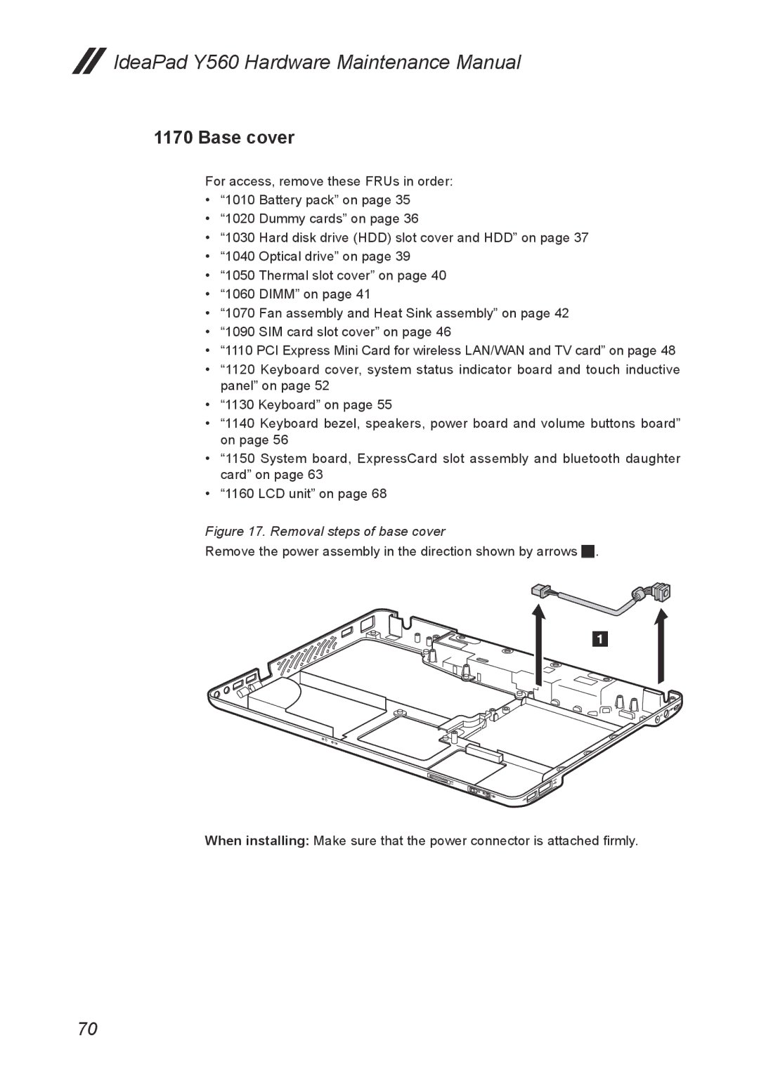 Lenovo Y560 manual Base cover, Removal steps of base cover 