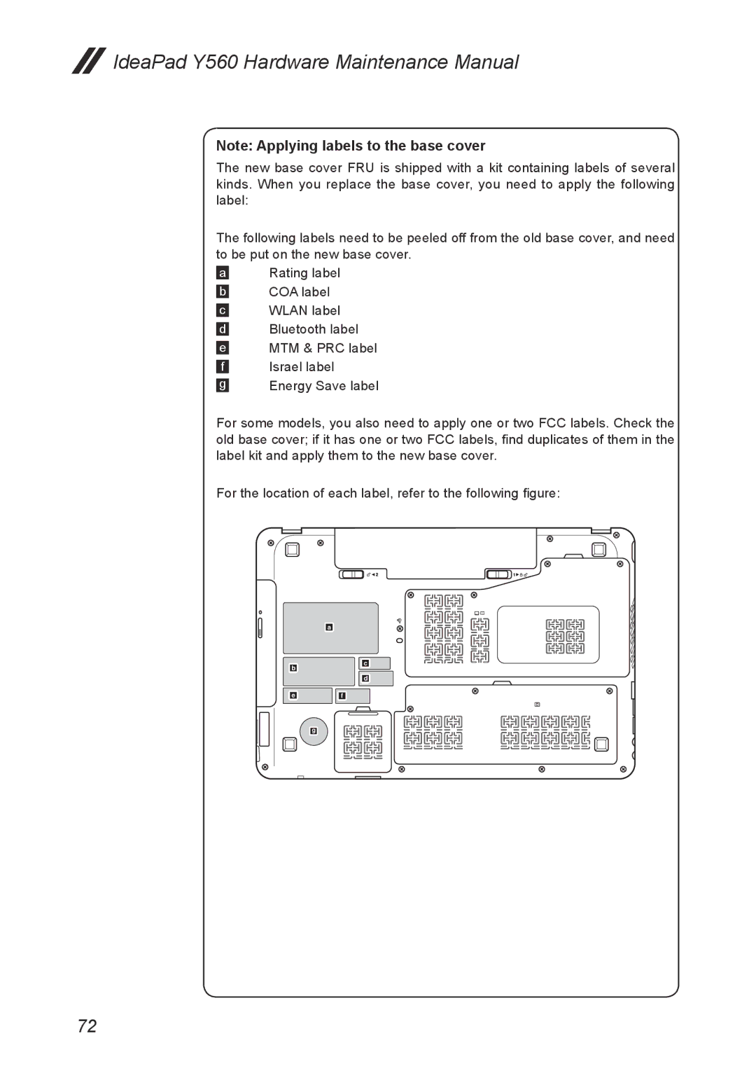 Lenovo manual IdeaPad Y560 Hardware Maintenance Manual 