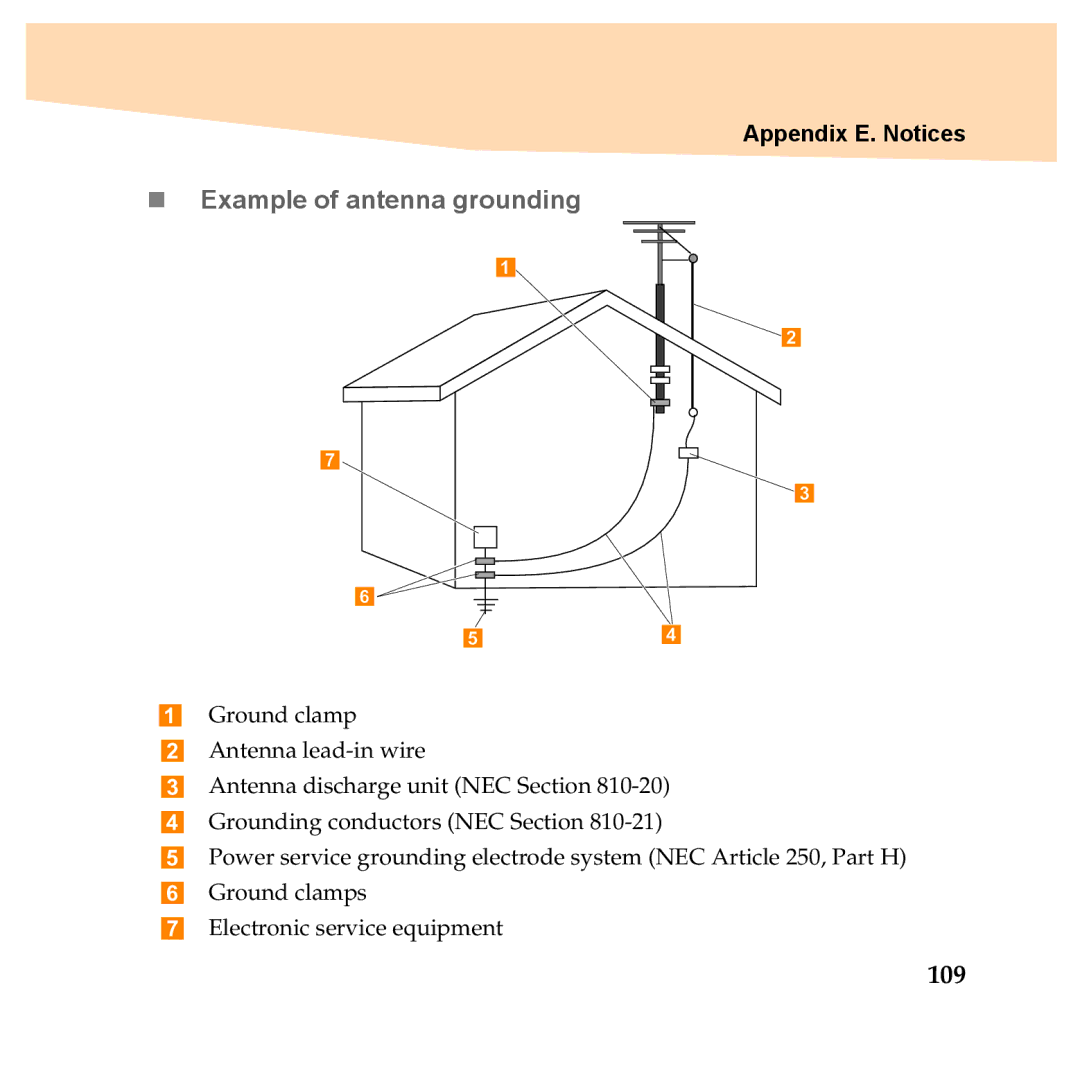 Lenovo Y460P, Y560P manual „ Example of antenna grounding, 109 