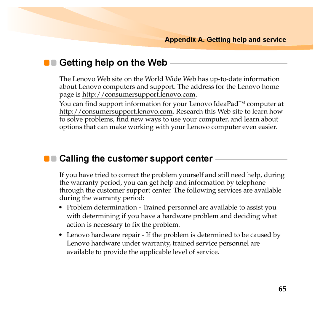 Lenovo Y460P, Y560P manual Getting help on the Web, Appendix A. Getting help and service 