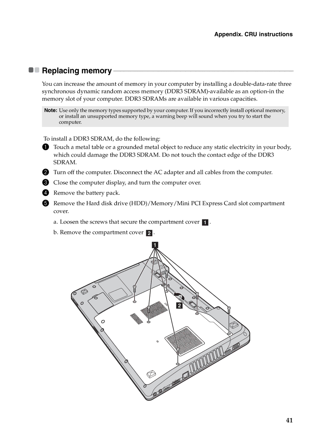 Lenovo Y470, Y570 manual Sdram 