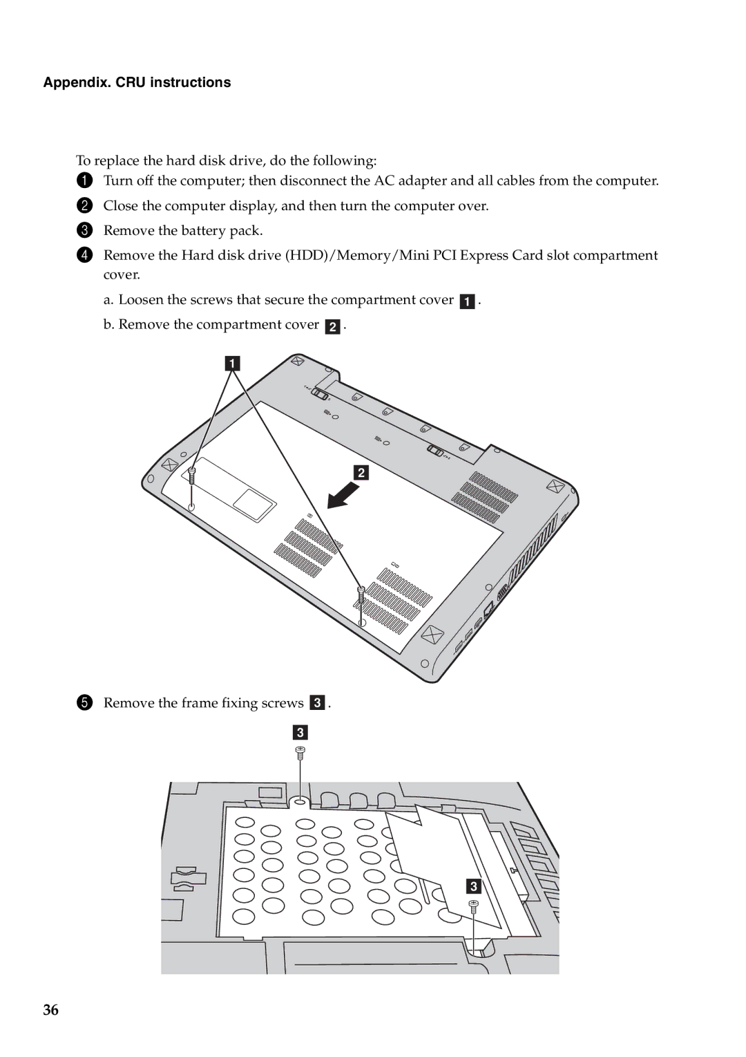 Lenovo Y580, Y480 manual Appendix. CRU instructions 