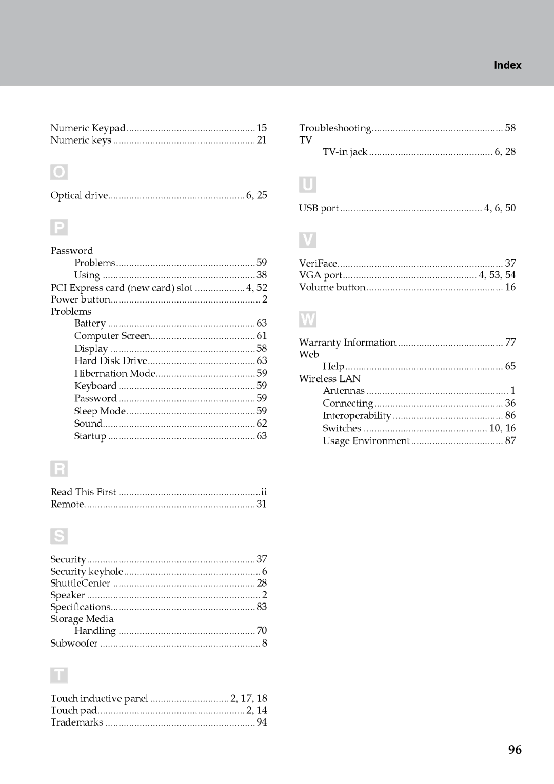 Lenovo Y710 warranty Index, Problems 