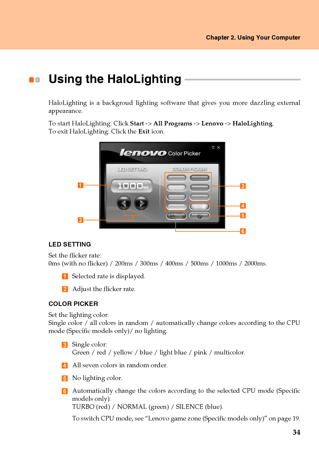 Lenovo Y710 warranty Using the HaloLighting 