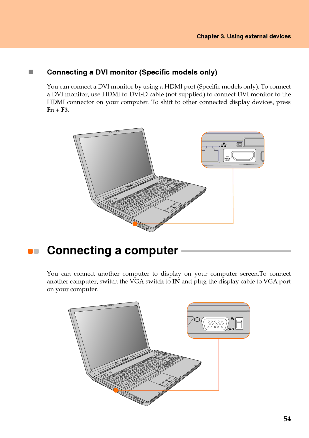 Lenovo Y710 warranty Connecting a computer, „ Connecting a DVI monitor Specific models only 