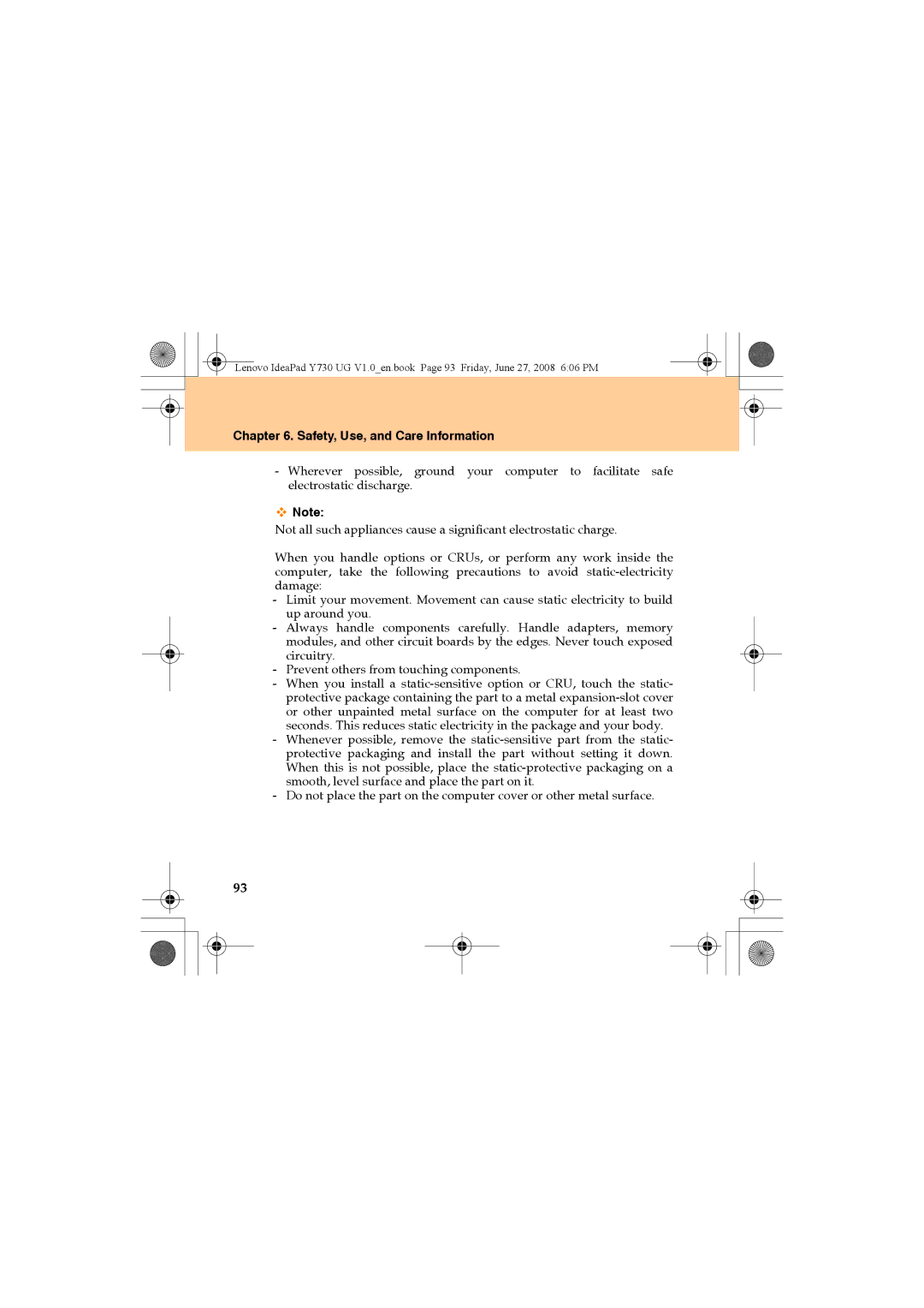 Lenovo Y730 manual Safety, Use, and Care Information 