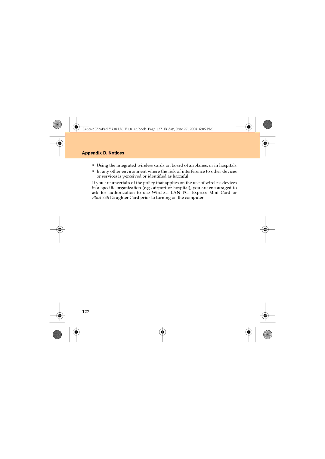 Lenovo Y730 manual 127 